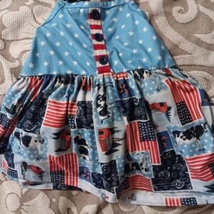 Marie Nicole Clothing Girls Halter Sundress Patriotic Stars Blue Red White M