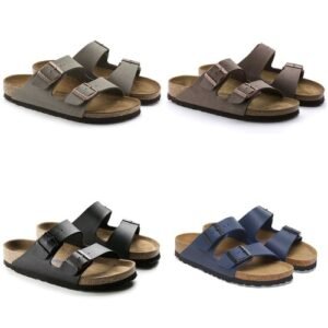 Birkenstock Arizona Soft Footbed Birkibuc Unisex Sandals -Stone Mocha Black Blue