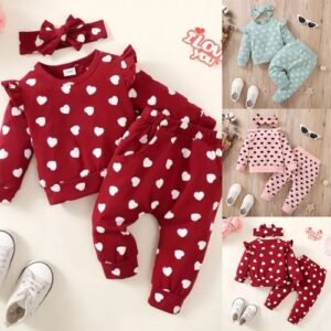 Kids Baby Girls Tracksuit Set Long Sleeve Pullover Tops Pants Outfits Clothes