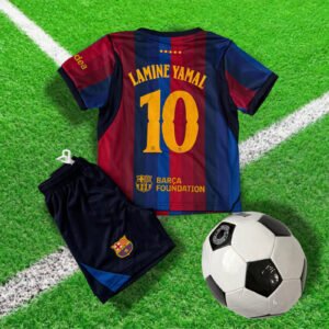 Barcelona Home Kids Lamine Yamal 2026/27 Football Soccer Jersey & Shorts Kit
