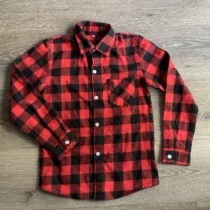 Buffalo Plaid Flannel Kids Size 5-6 Shirt, Button Down, Red & Black