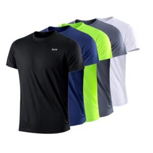 Men's Quick Dry Short Sleeve Gym Running Moisture Wicking Round Neck T-Shi