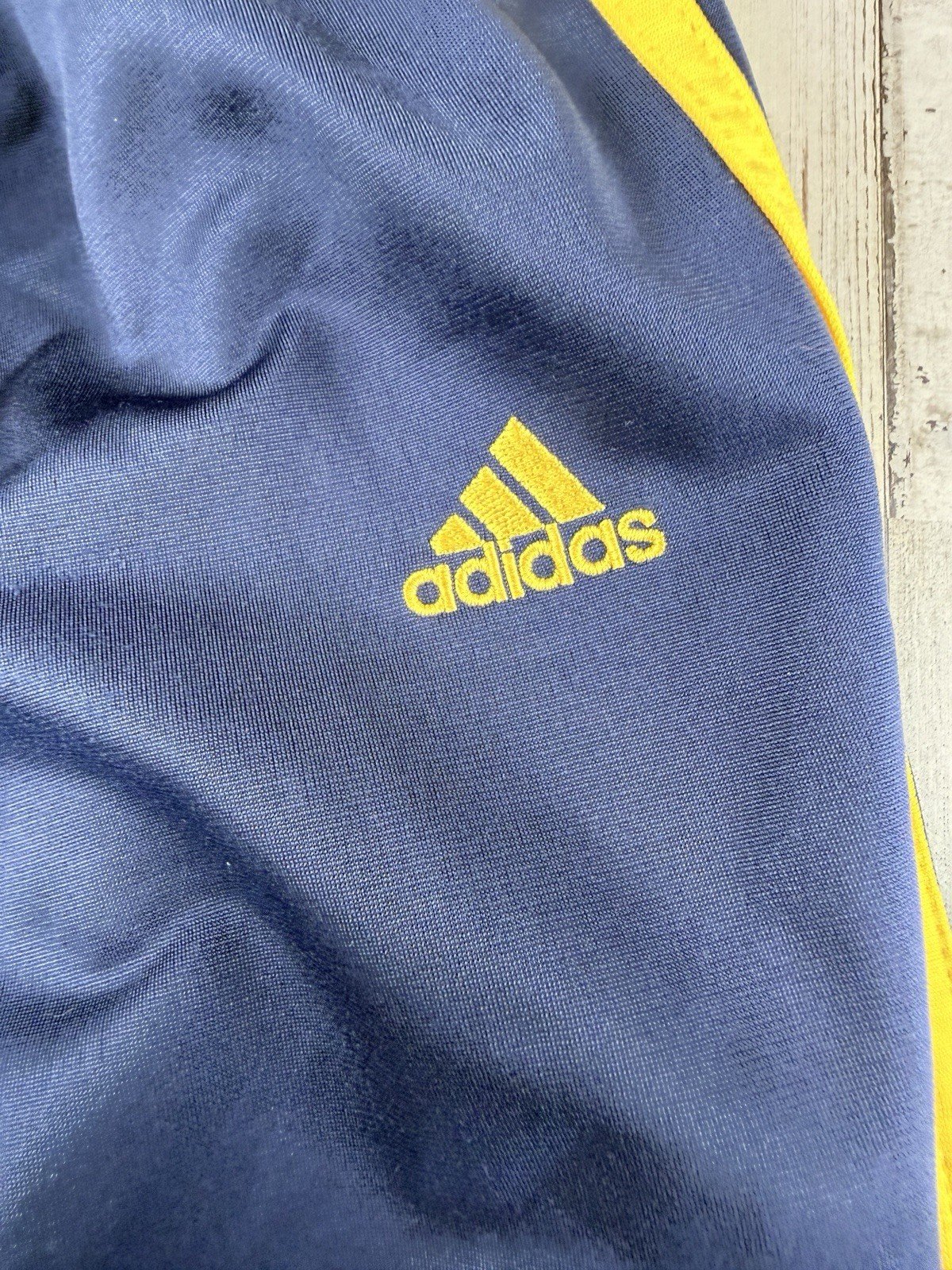 Adidas Kids Large Track Pants Blue / Yellow 3-Stripe Vintage 2005 175195 AZF001