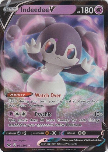 Indeedee V - 091/202 Ultra Rare Sword & Shield Base Set NM Pokemon TCG